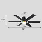 Modern Flush Mount Fans Light Ceiling Fans with Lights Black Low Profile Ceiling Fans 52“ - Blushlighting