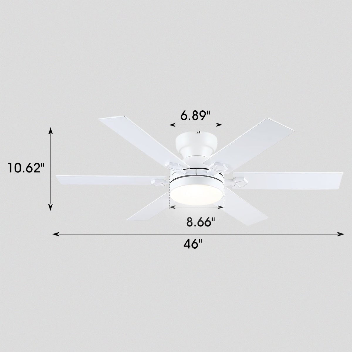Modern Flush Mount Fans Light Ceiling Fans with Lights Black Low Profile Ceiling Fans 52“ - White 46"Blushlighting