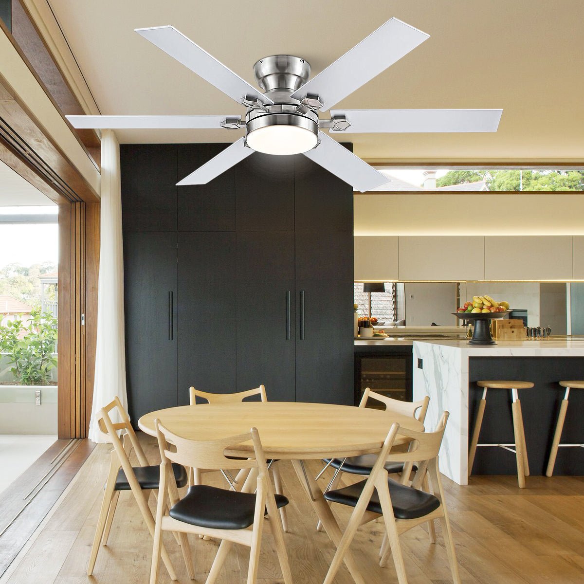 Modern Flush Mount Fans Light Ceiling Fans with Lights Black Low Profile Ceiling Fans 52“ - Blushlighting