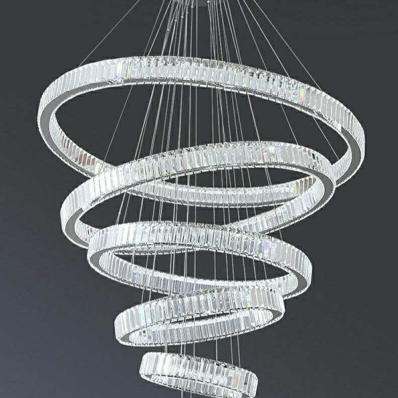 Modern Front Entryway Chandelier 3/4/5/6/7 Rings Crystal Gold/ Chrome Finish Ceiling Lamp - 4 Rings: Dia(39.4"+31.5"+23.6"+15.7")GoldWarm LightBlushlighting