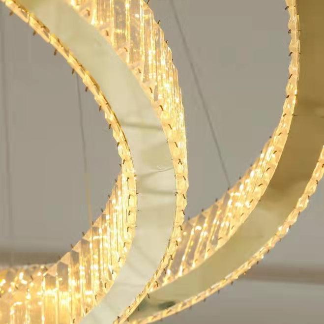 Modern Front Entryway Chandelier 3/4/5/6/7 Rings Crystal Gold/ Chrome Finish Ceiling Lamp - 5 Rings: Dia(39.4"+31.5"+23.6"+15.7"+7.9")/45kg/46.2kgGoldWhite LightBlushlighting