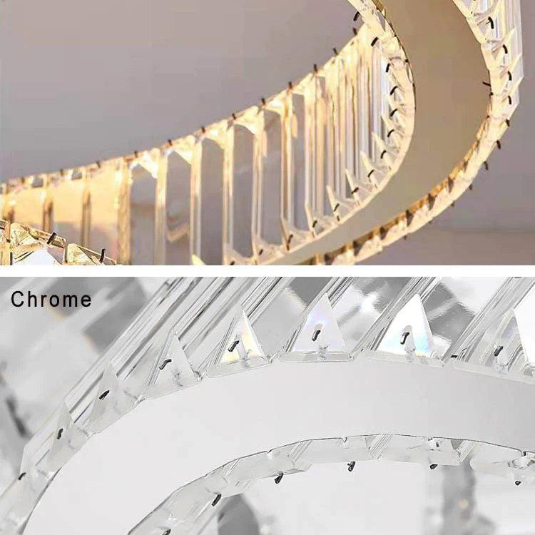 Modern Front Entryway Chandelier 3/4/5/6/7 Rings Crystal Gold/ Chrome Finish Ceiling Lamp - 5 Rings: Dia(39.4"+31.5"+23.6"+15.7"+7.9")/45kg/46.2kgGoldWhite LightBlushlighting
