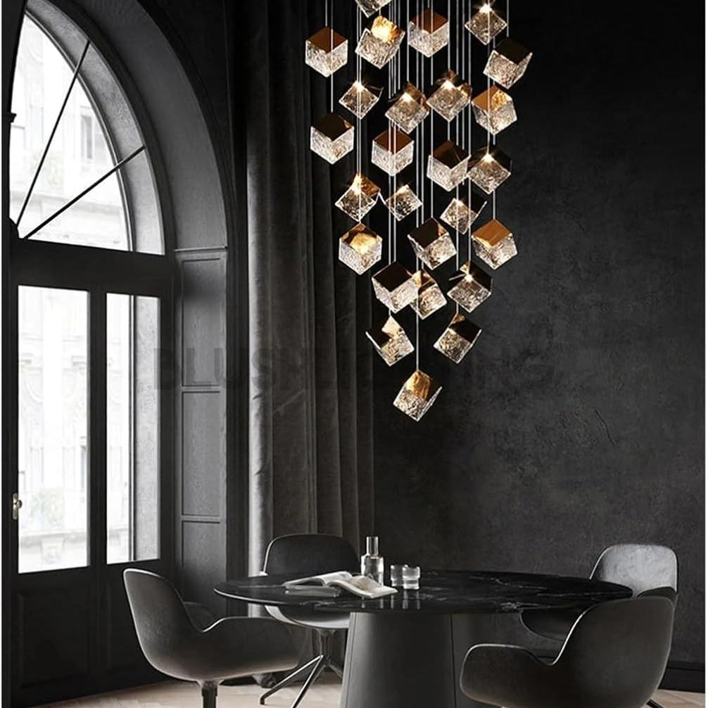 Modern G4 Led 26 Light Chandelier Glass Ice Cube Light Kitchen Living Room Ceiling Lighting Room-Chandelier-Blushlighting-Blushlighting