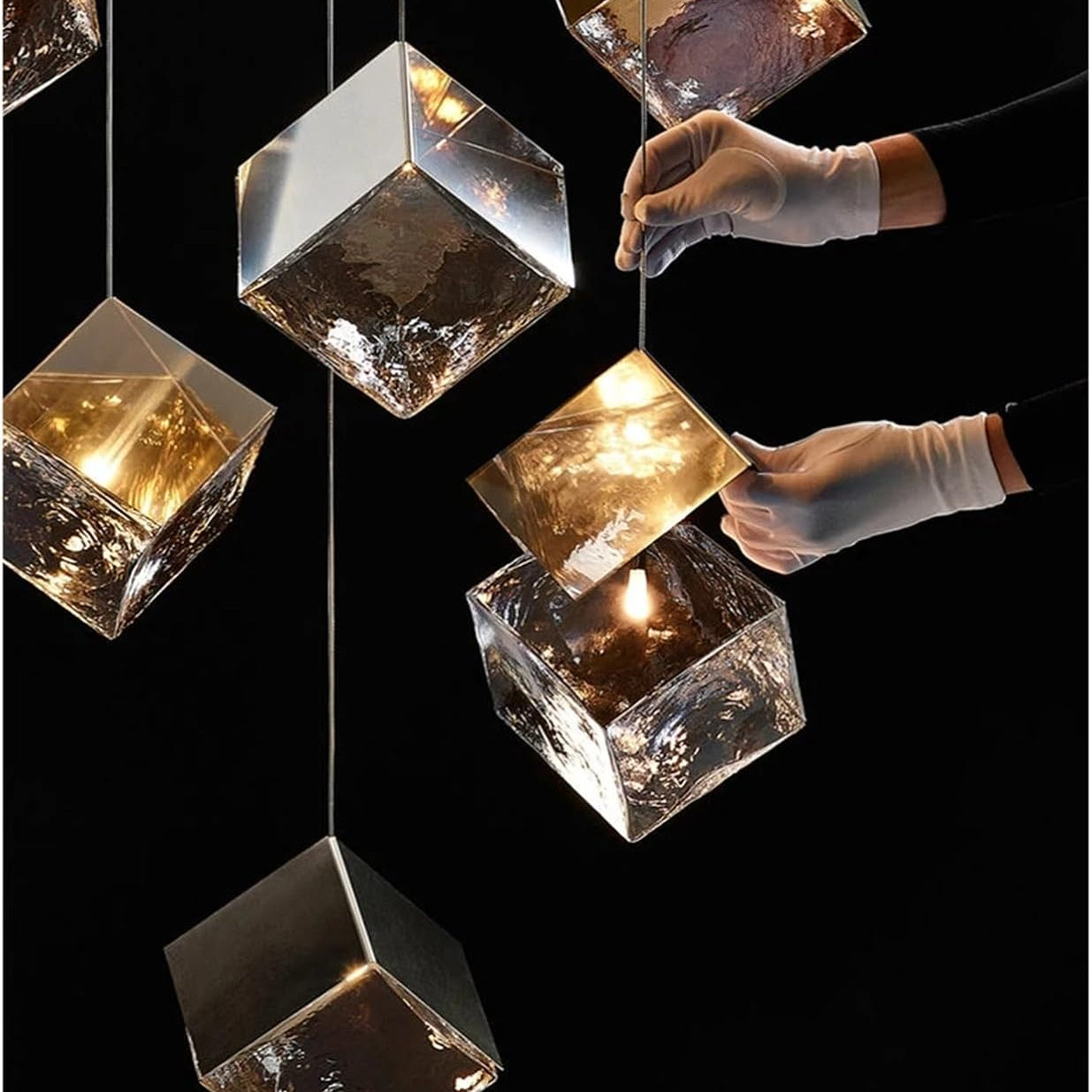 Modern G4 Led 26 Light Chandelier Glass Ice Cube Light Kitchen Living Room Ceiling Lighting Room-Chandelier-Blushlighting-Blushlighting
