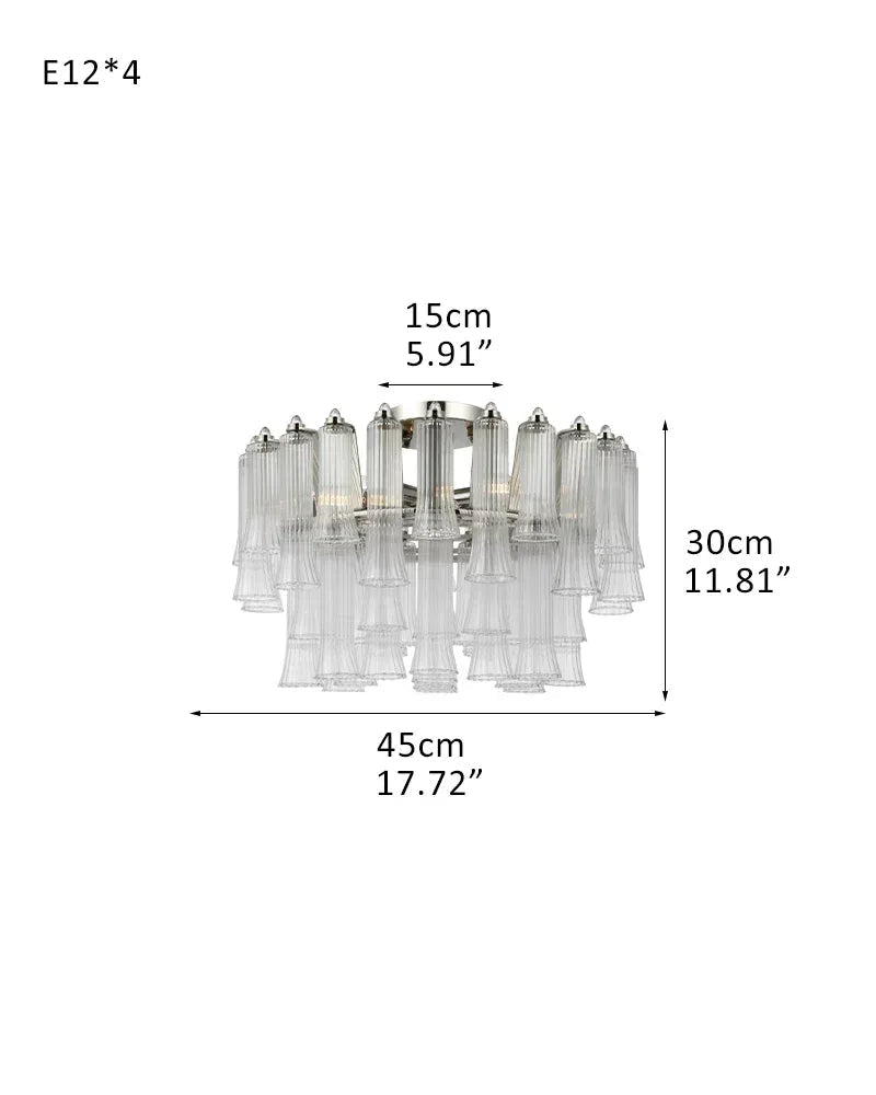 Modern Glass Rod Brass/Chrome Lorelei Waterfall Round Tiered Chandelier - 4 - light - D45*H30CM/D17.72"*H11.81" - CeilingWarm Light (3000K)SilverBlushlighting