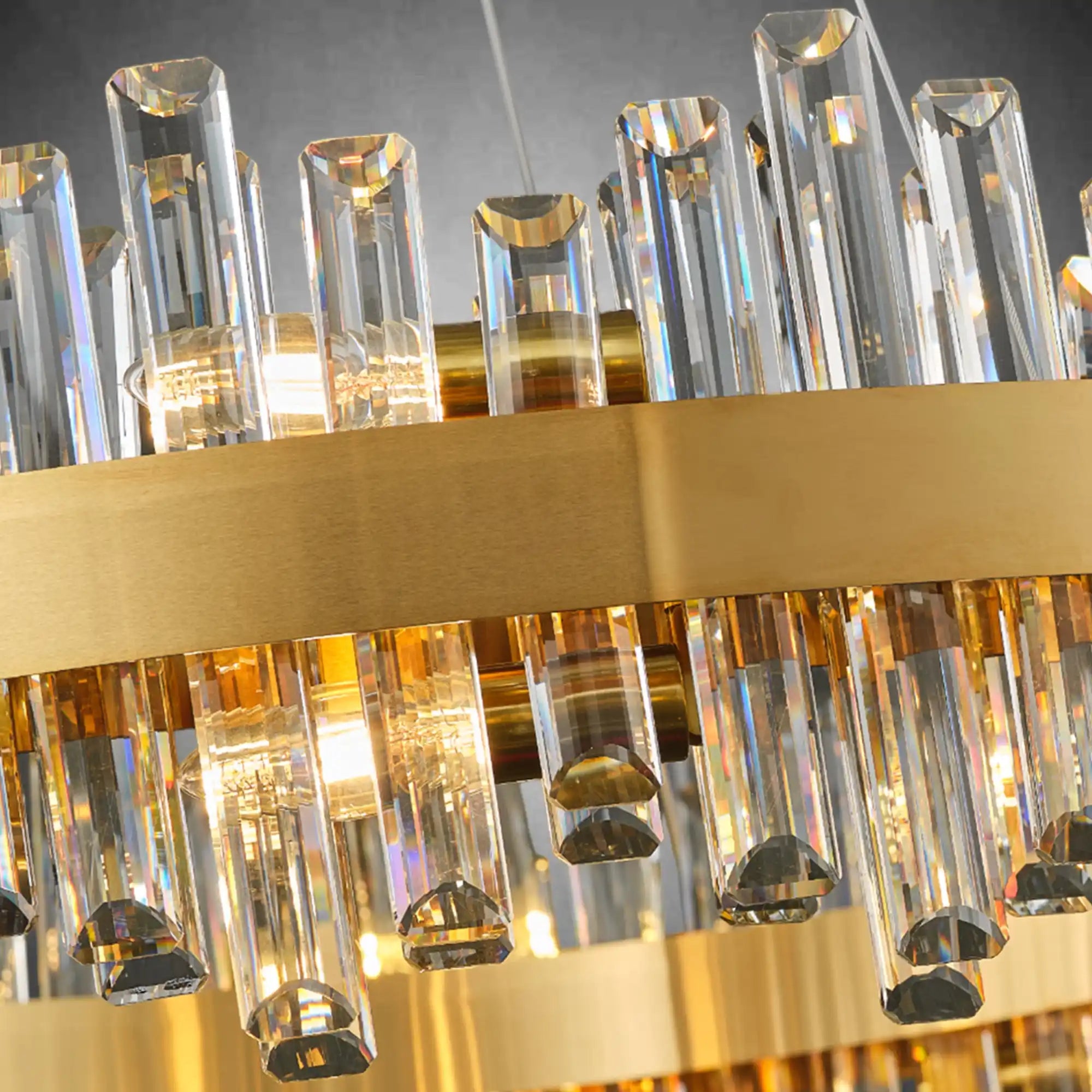 Modern Gold 2 - Tier Crystal Chandelier 39.4 Inch - GoldRound D39.4''Blushlighting