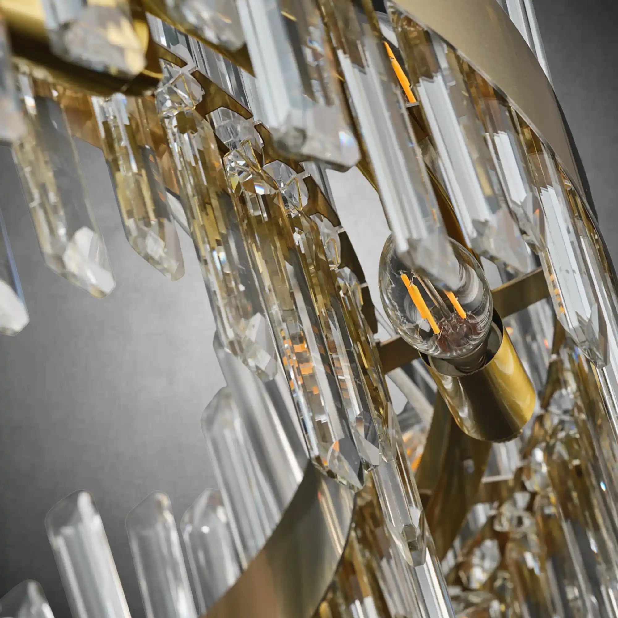 Modern Gold 2 - Tier Crystal Chandelier 39.4 Inch - GoldRound D39.4''Blushlighting