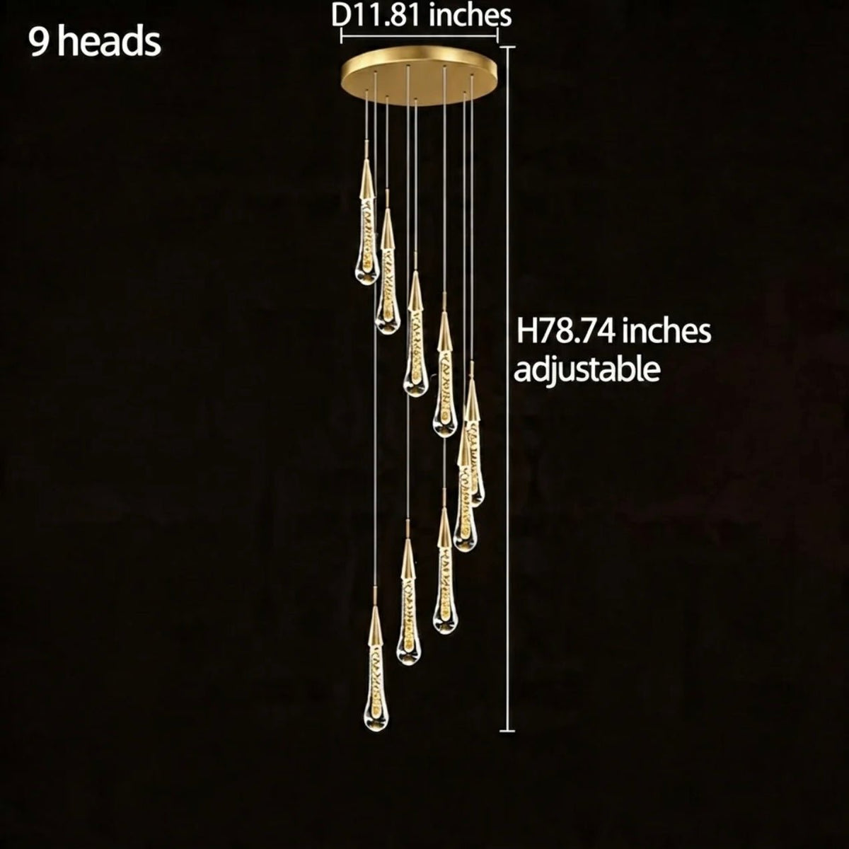 Modern Gold Chandelier Pendant Light Hanging Aluminum LED Fixture for Dining Room Illumination - 15 headsWarm lightBlushlighting
