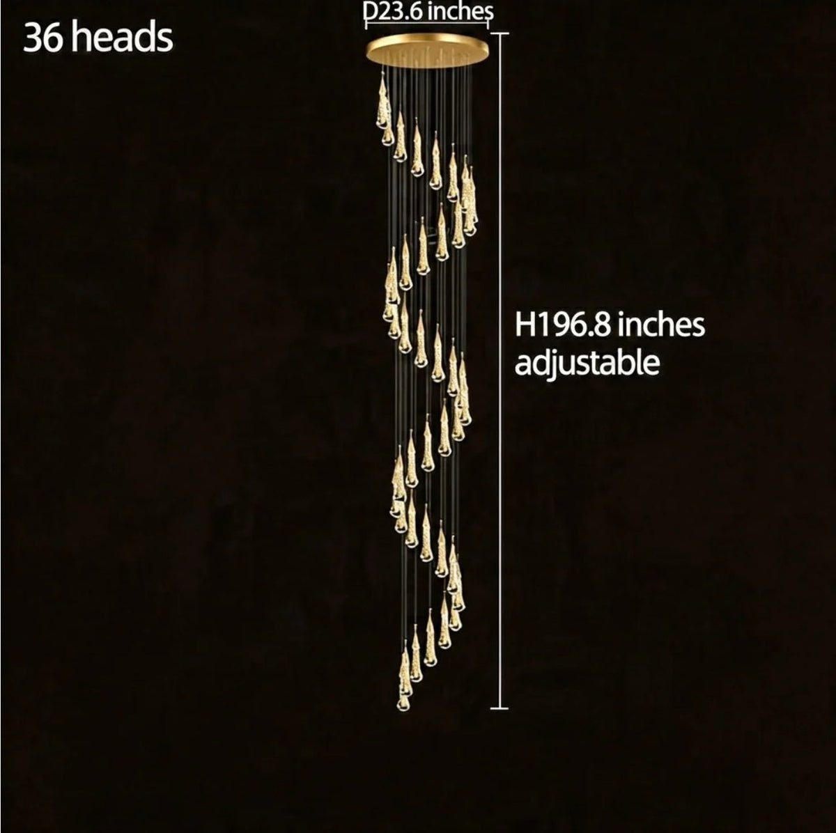 Modern Gold Chandelier Pendant Light Hanging Aluminum LED Fixture for Dining Room Illumination - 15 headsWarm lightBlushlighting