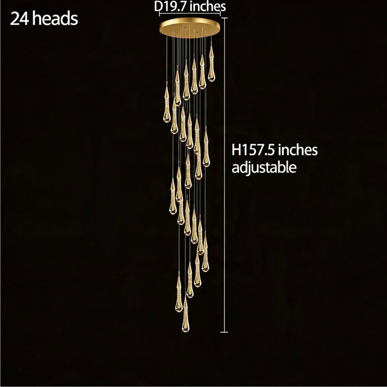 Modern Gold Chandelier Pendant Light Hanging Aluminum LED Fixture for Dining Room Illumination - 15 headsWarm lightBlushlighting