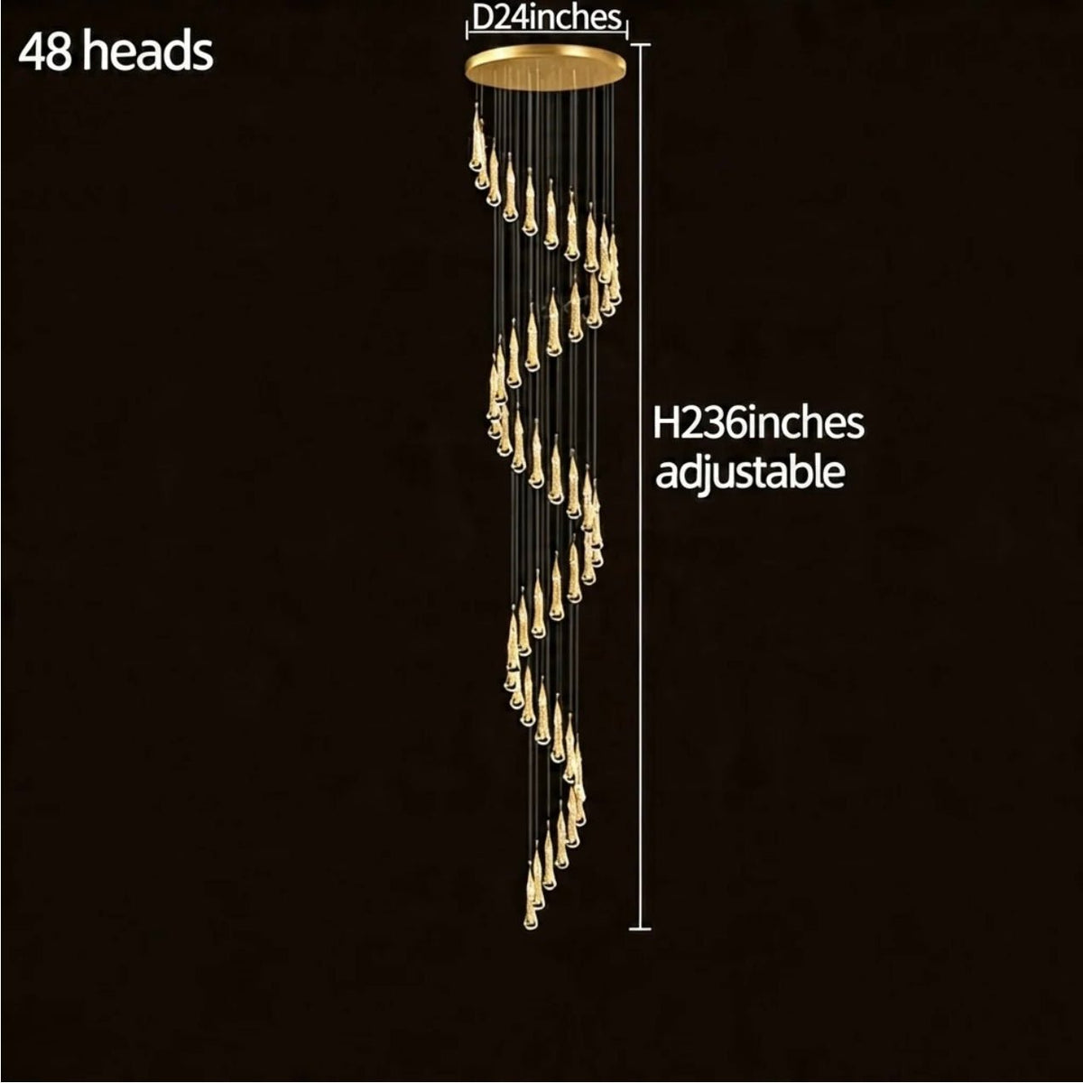 Modern Gold Chandelier Pendant Light Hanging Aluminum LED Fixture for Dining Room Illumination - 15 headsWarm lightBlushlighting