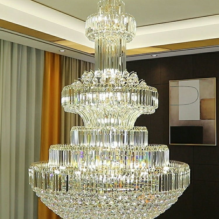 Modern Gold Foyer Extra Large Crystal Chandeliers Round Light Fixture For Hall Entrance - D39.4"*H59.1"Blushlighting