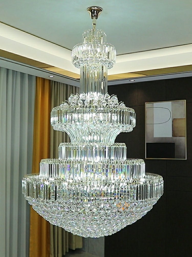 Modern Gold Foyer Extra Large Crystal Chandeliers Round Light Fixture For Hall Entrance - D39.4"*H59.1"Blushlighting