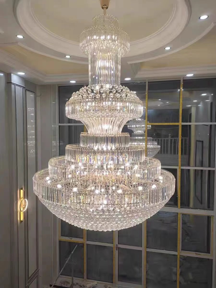 Modern Gold Foyer Extra Large Crystal Chandeliers Round Light Fixture For Hall Entrance - D39.4"*H59.1"Blushlighting