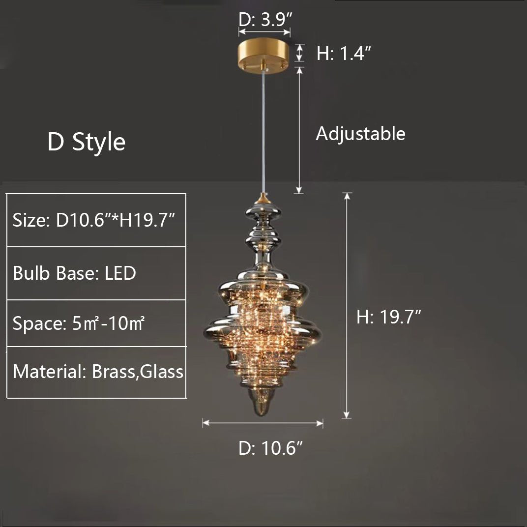 Modern Gray Glass Starry Sky Pendant Light Fixture for Dining Room/Bar/Kitchen Island - D: D10.6"*H19.7"/3.5kgTri-Color Light (Warm/White/Neutral)Blushlighting