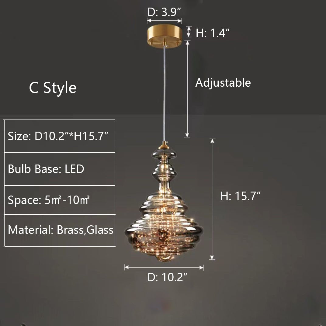Modern Gray Glass Starry Sky Pendant Light Fixture for Dining Room/Bar/Kitchen Island - C: D10.2"*H15.7"Tri-Color Light (Warm/White/Neutral)Blushlighting