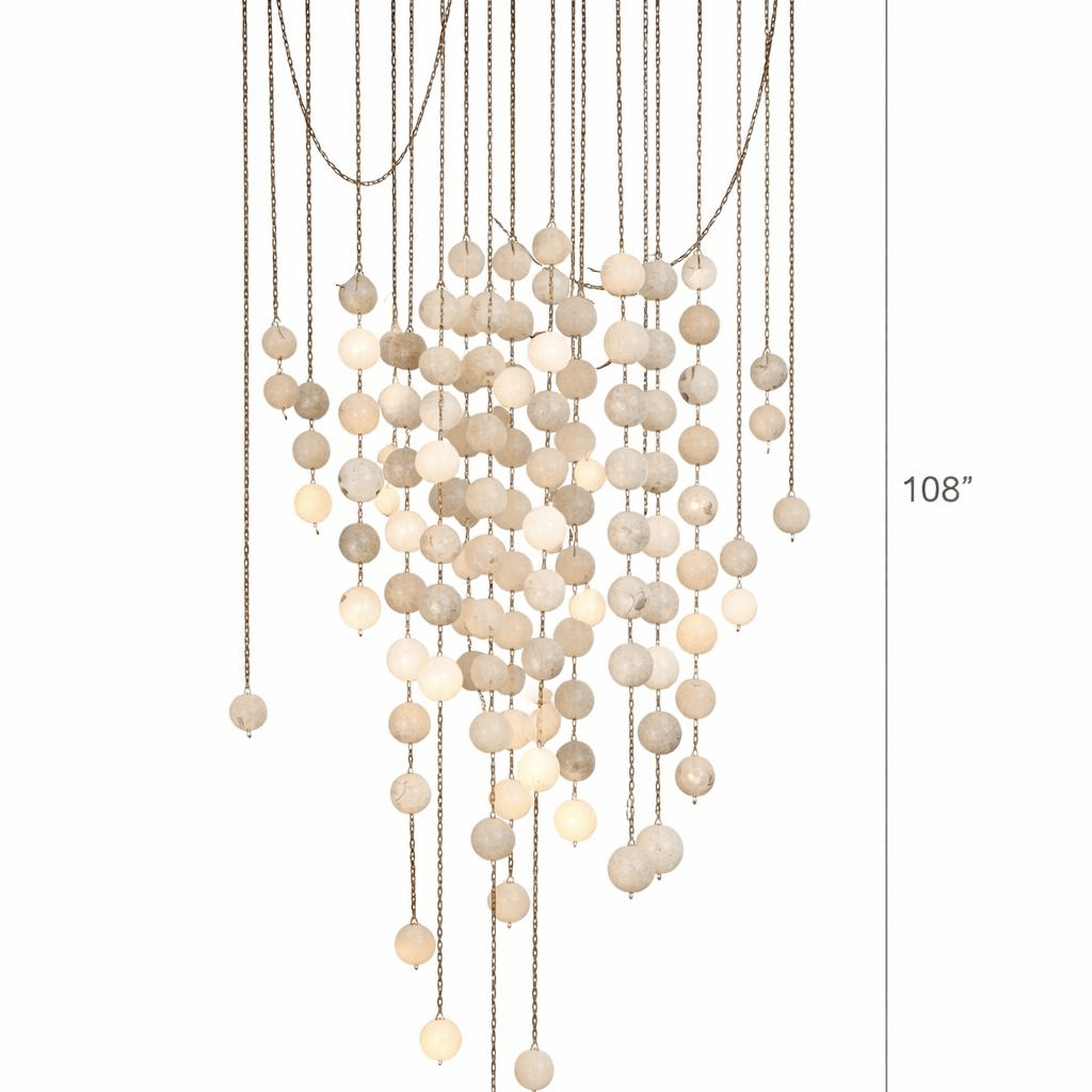 Modern Hanging Spherical Alabaster Chandelier for High Ceilings - 100 Balls/L38"*W18"*H108" (L96.5cm*W45.7cm*H274.3cm)Warm LightBlushlighting