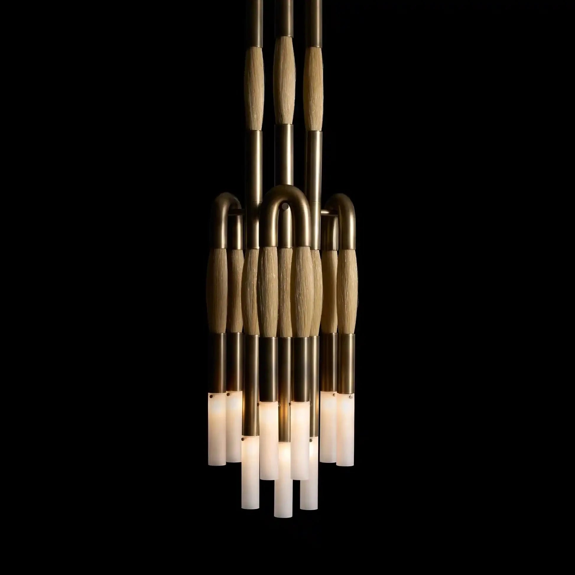 Modern Heritage Horsehair 9 - Light Pendant Unique Luxury Light Fixture - Blackened BrassJet BlackBlushlighting