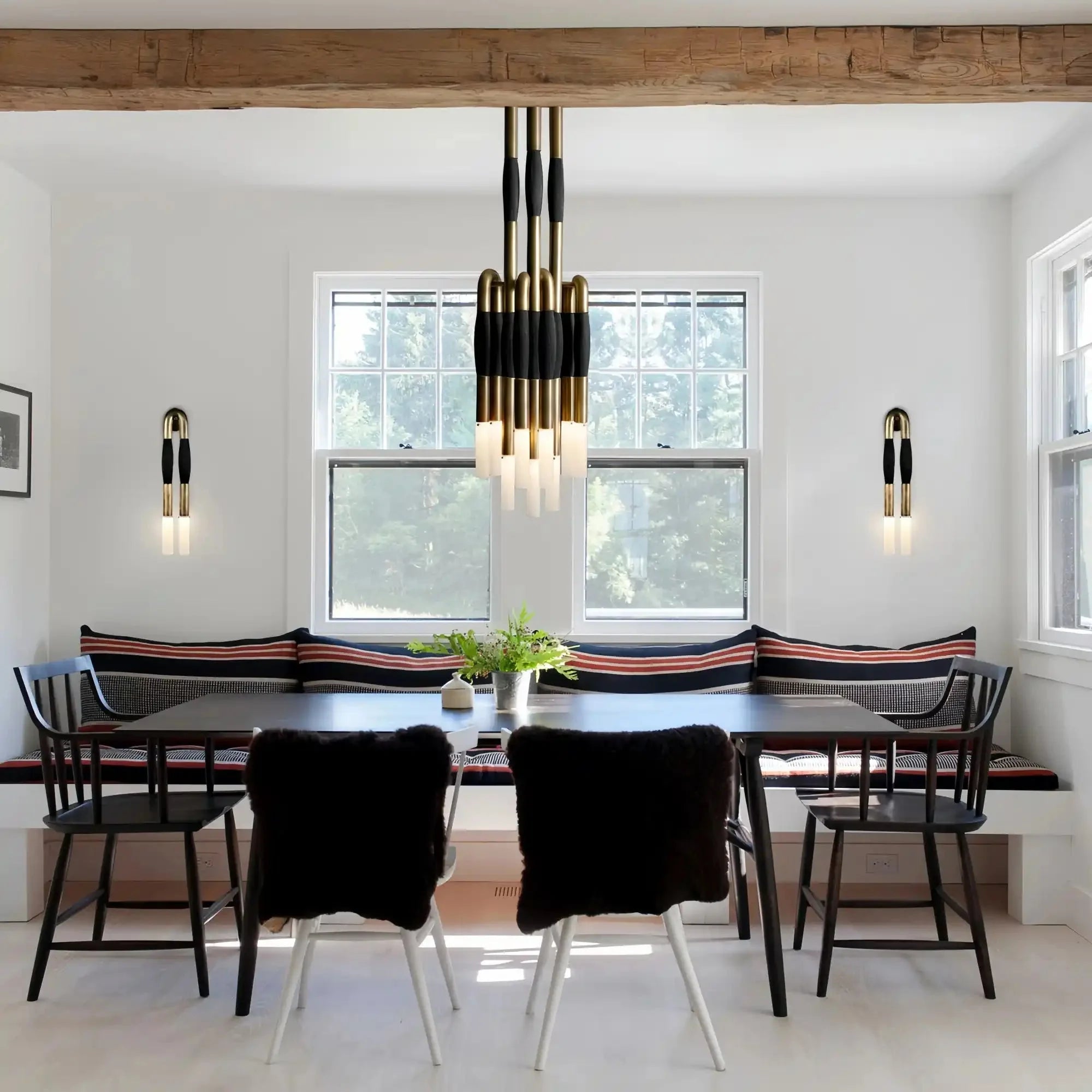 Modern Heritage Horsehair 9 - Light Pendant Unique Luxury Light Fixture - Blackened BrassJet BlackBlushlighting