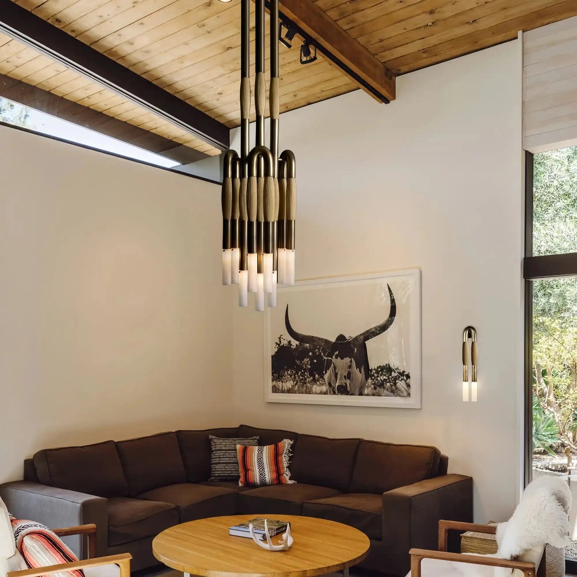 Modern Heritage Horsehair 9 - Light Pendant Unique Luxury Light Fixture - Blackened BrassJet BlackBlushlighting