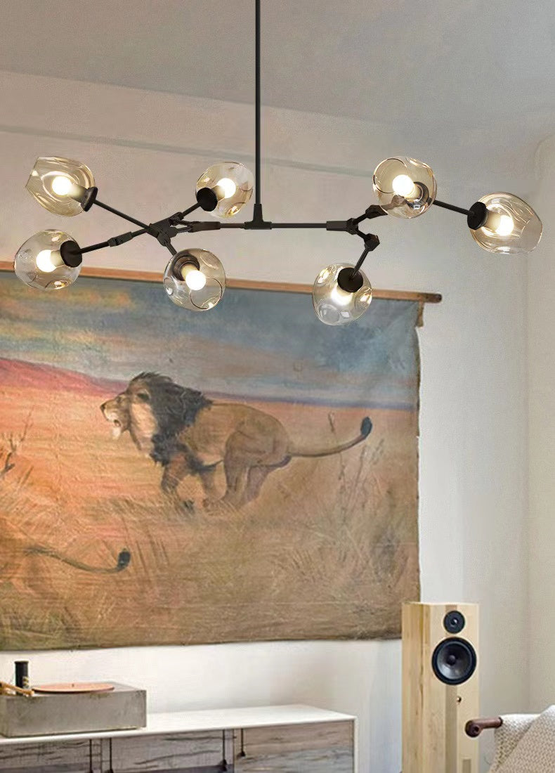 Modern Industrial Branch Chandelier with Multiple Glass Pendants Extra Large for Living or Dining Room-Chandeliers-Blushlighting