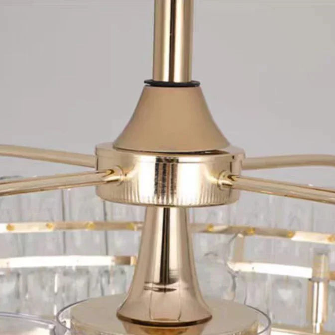 Modern Invisible Blade Fan Light Crystal Chandelier for Living/Dining Room/Bedroom-