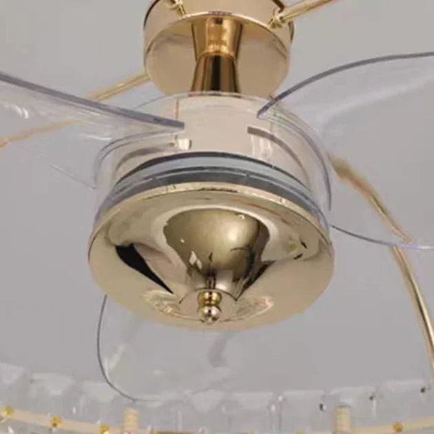 Modern Invisible Blade Fan Light Crystal Chandelier for Living/Dining Room/Bedroom - D26.8"Warm LightBlushlighting