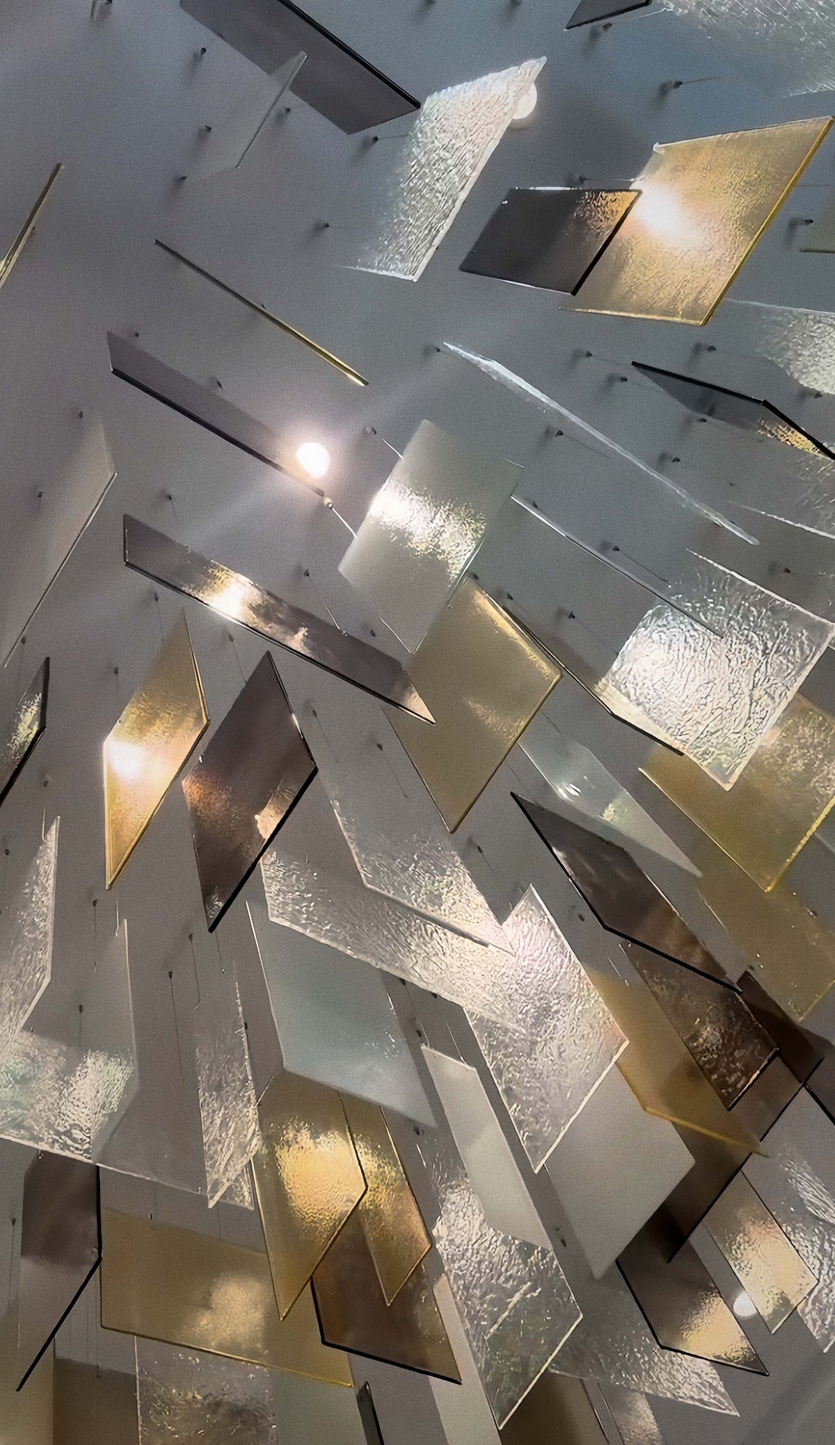 Modern Layered Textured Glass Panel Ceiling Light for Hotel Lobby/Living Room - L104"*W51.2" (L256cm*W130cm)Warm LightWithout CanopyBlushlighting