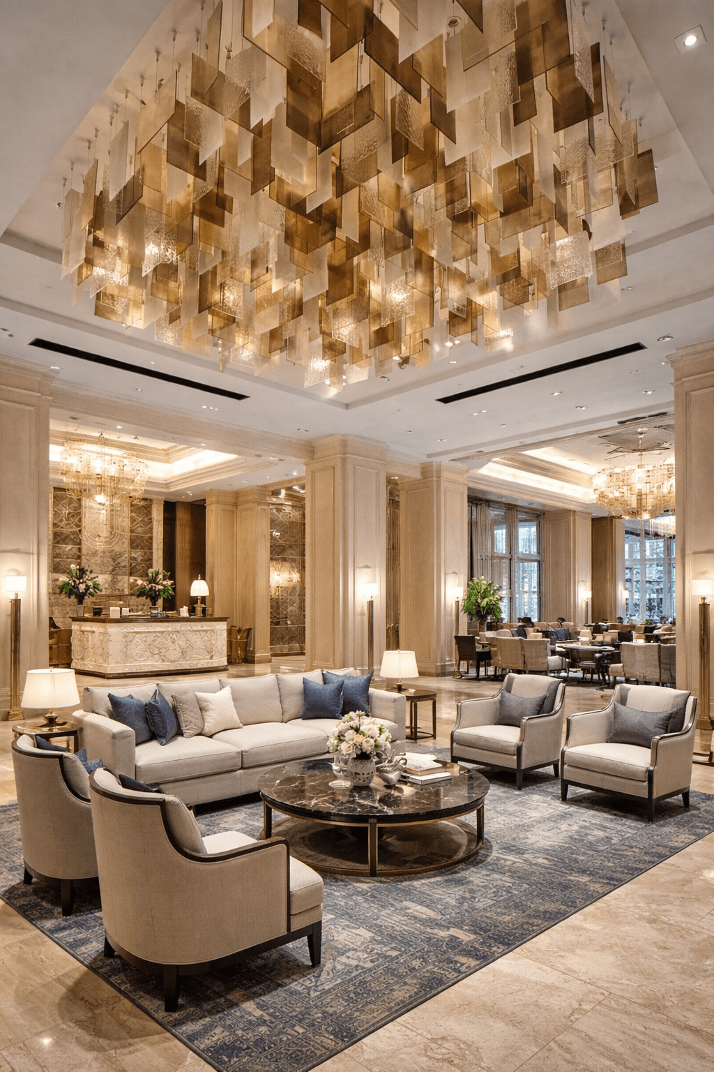 Modern Layered Textured Glass Panel Ceiling Light for Hotel Lobby/Living Room - L104"*W51.2" (L256cm*W130cm)Warm LightWithout CanopyBlushlighting