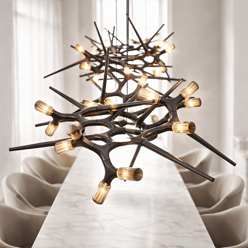 Modern LED Chandelier Adjustable Hanging Light Iron Dimmable 10-45 Bulbs Warm White Cool White - 47.2" / 120cmWarm WhiteBlushlighting