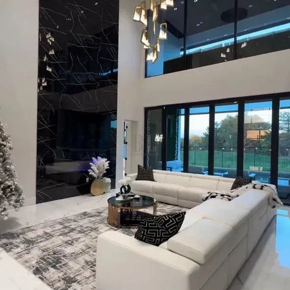 Modern Light Luxury Alabaster Chandelier in Gold Finish-Chandeliers-Blushlighting-Blushlighting