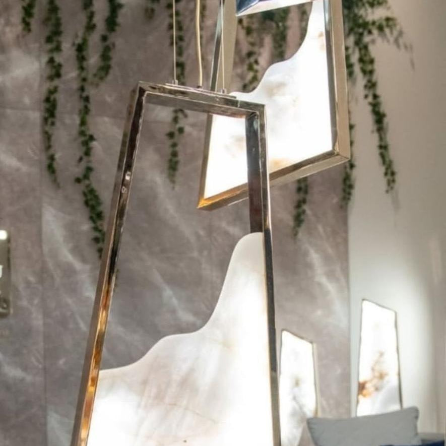 Modern Light Luxury Alabaster Chandelier in Gold Finish-Chandeliers-Blushlighting-Blushlighting