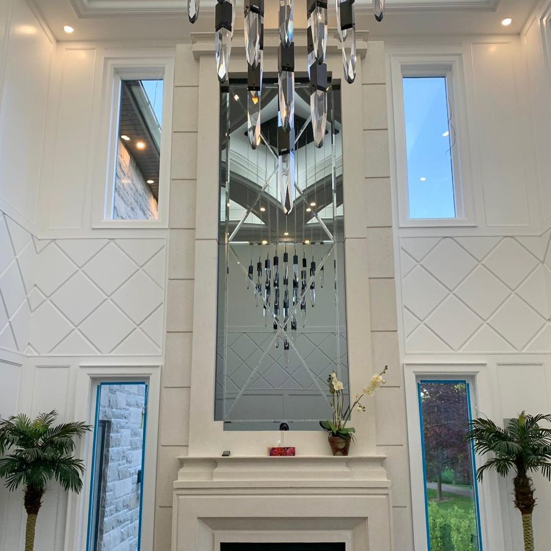 Modern Light Luxury Round/Rectangle Ceiling Pendant Light in Black Finish for Kitchen Island/ Staircase/Living Room-Chandeliers-Blushlighting-Blushlighting