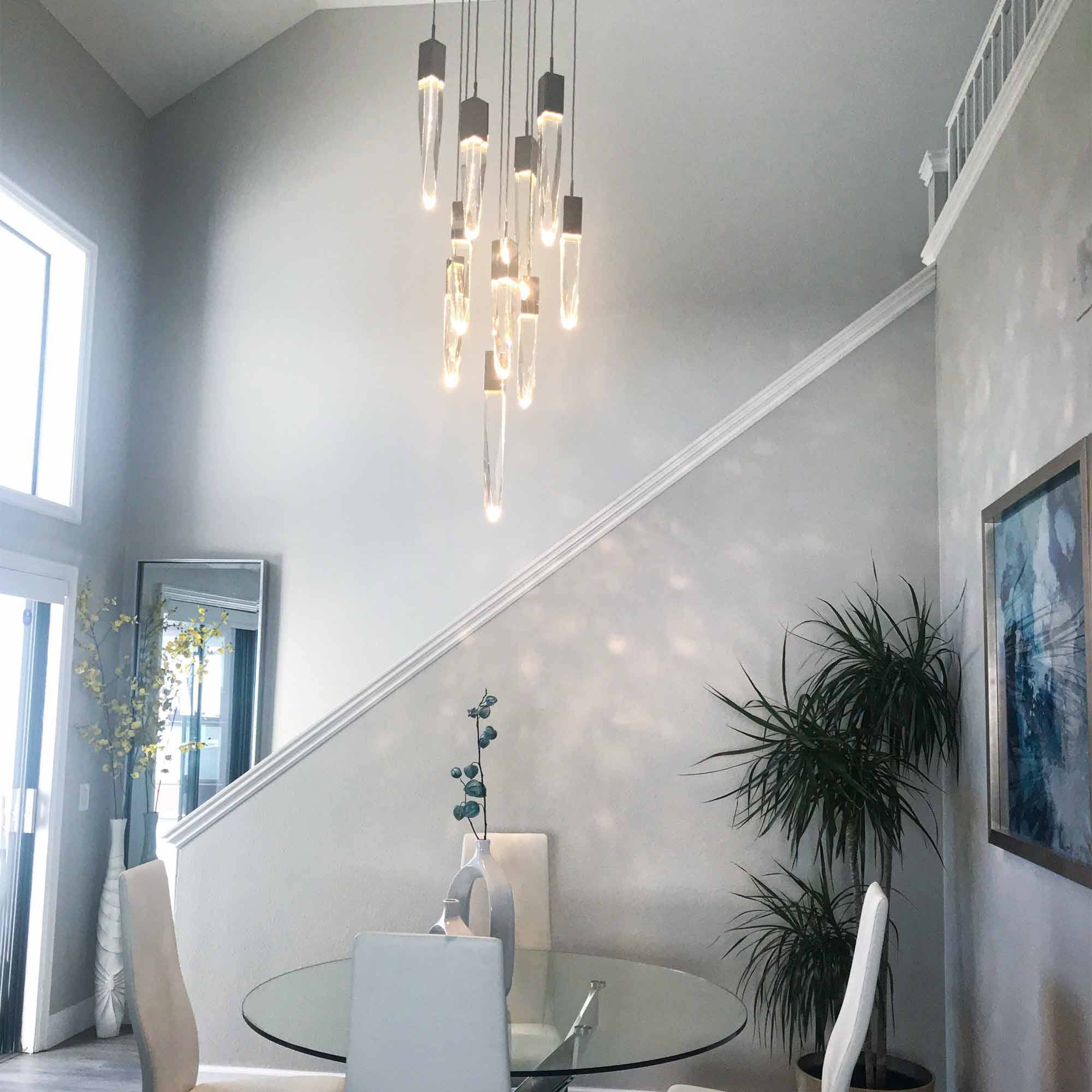 Modern Light Luxury Round/Rectangle Ceiling Pendant Light in Black Finish for Kitchen Island/ Staircase/Living Room-Chandeliers-Blushlighting-Blushlighting