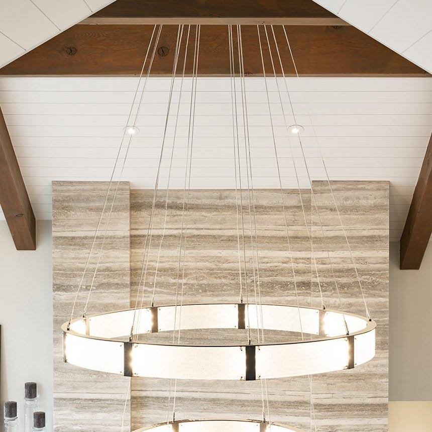 Modern Light Luxury Two-tier Glass Ring Chandelier - D40"*+D60"/53kgBlackWarm LightBlushlighting