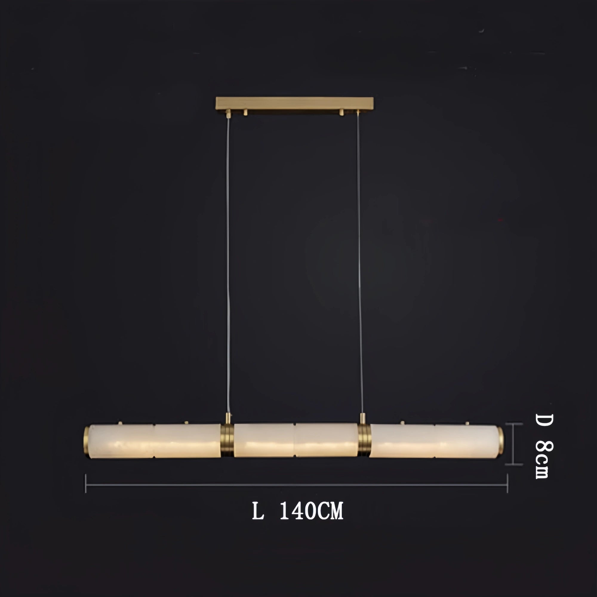 Modern Linear Alabaster Chandelier, Chandelier Over Dining Table - 55.12''LBlushlighting
