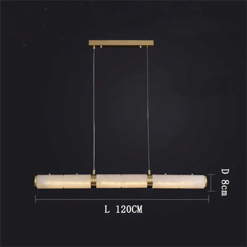 Modern Linear Alabaster Chandelier, Chandelier Over Dining Table-Pendant Light-47.24''L-Blushlighting