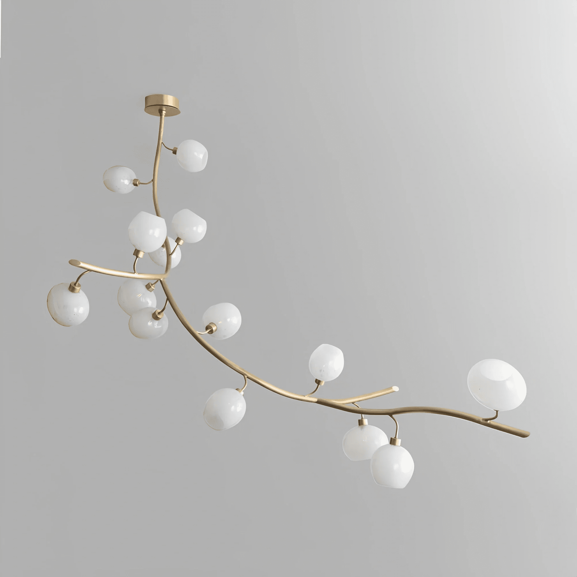 Modern Linear Brass Branches Chandelier for Dining Room - L83.5"*W55"*H75.5"White lightBlushlighting