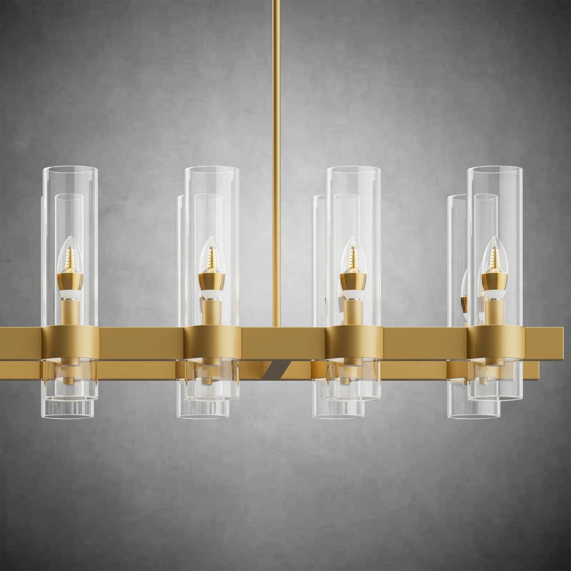 Modern Linear Chandelier with Clear Glass Cylinder Lights for Dining Room - Black54" 16 - LightBlushlighting