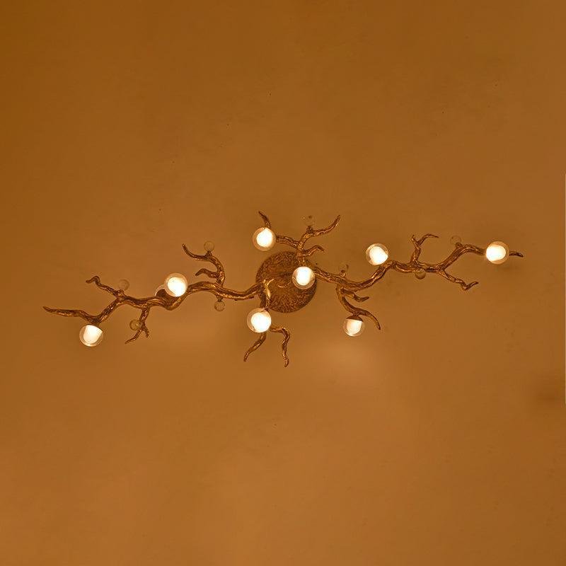 Modern Linear Glass Ball Branch Semi Flush Chandelier - Blushlighting