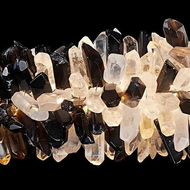 Modern Linear Natural Crystal Stick Chandelier - L39.4"*H6.3"Warm LightBlushlighting