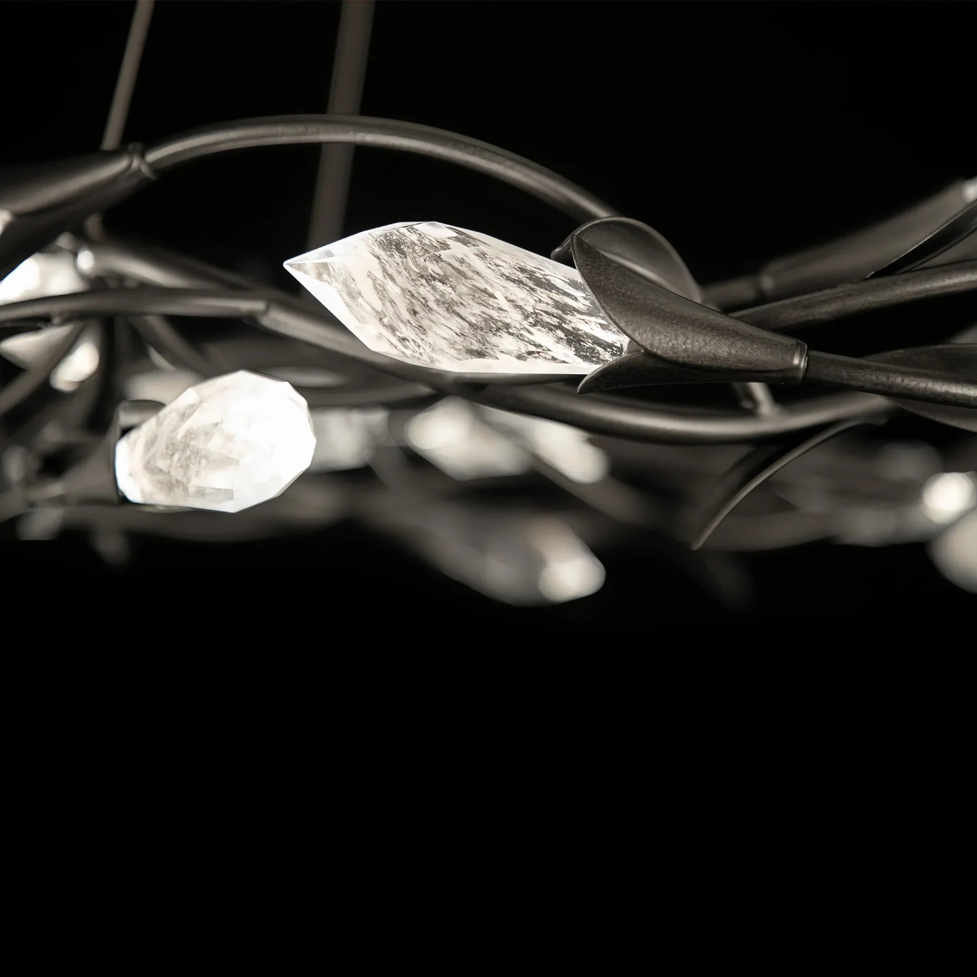 Modern Linear/Round Floral Branches Crystal Chandelier-Blushlighting