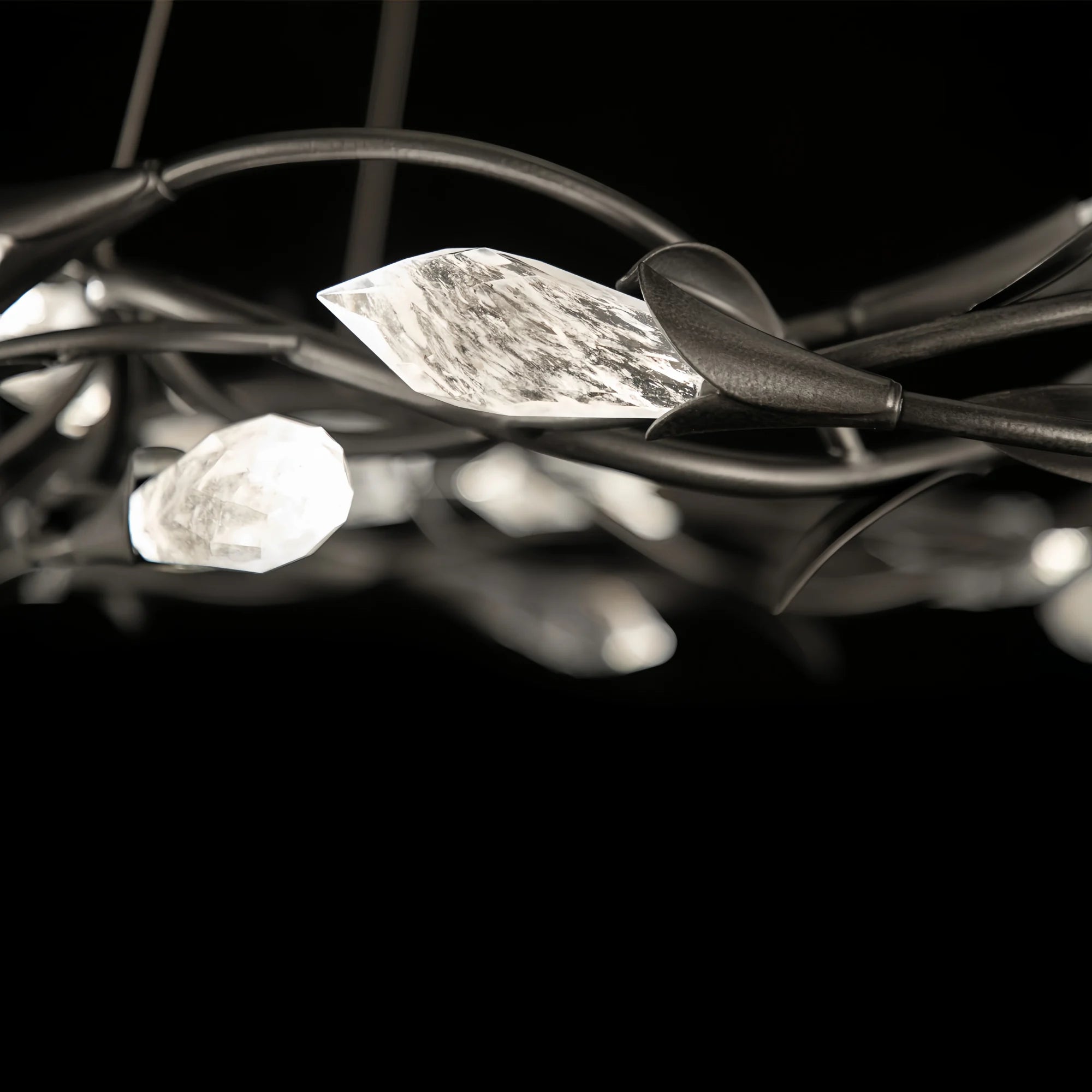 Modern Linear/Round Floral Branches Crystal Chandelier-Blushlighting