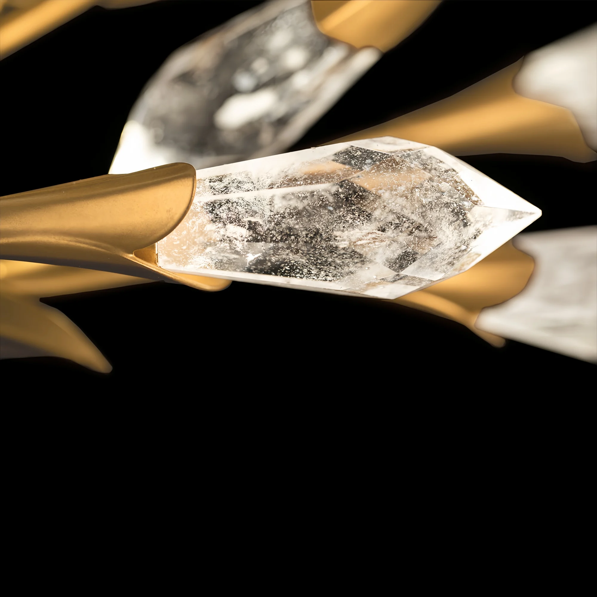 Modern Linear/Round Floral Branches Crystal Chandelier-Blushlighting