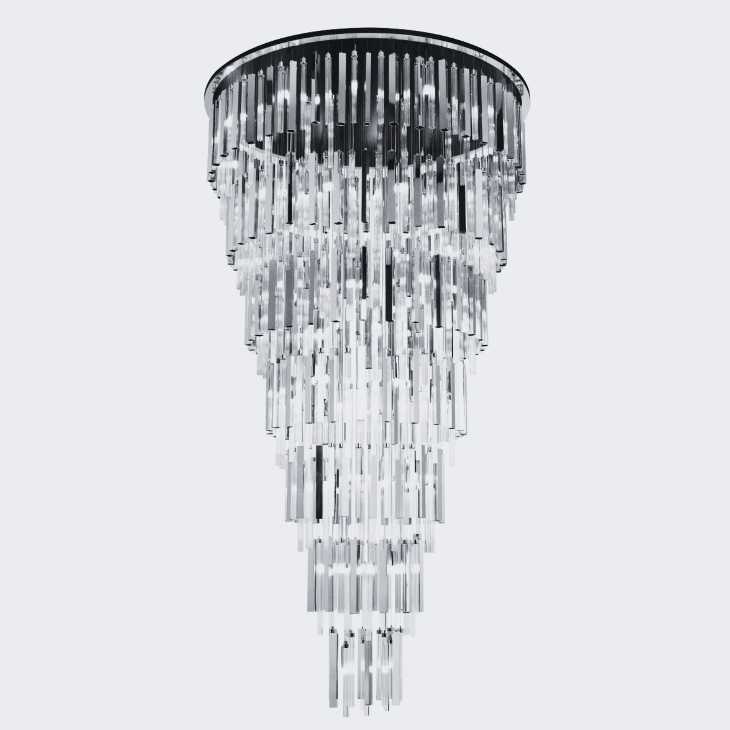Modern Luxury 7-Tiered Floating Glass Chandelier Flush Mount for High-ceiling/Staircase/Duplex - 7 Layers/D59.1"*H106.3"(D150cm*H270cm)/69.5kgChromeBlushlighting