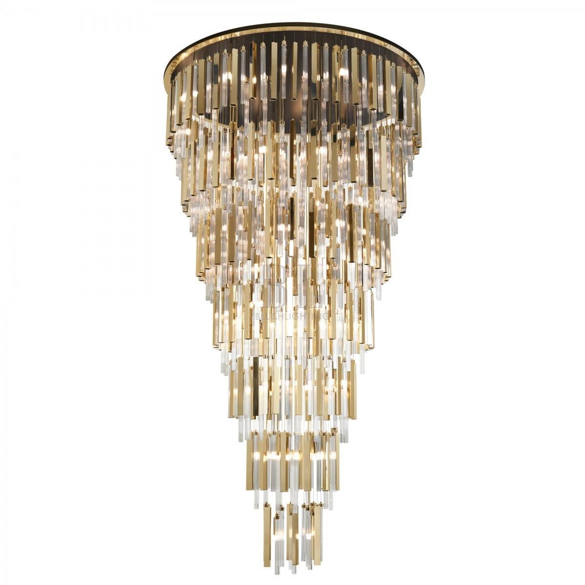 Modern Luxury 7-Tiered Floating Glass Chandelier Flush Mount for High-ceiling/Staircase/Duplex - 7 Layers/D59.1"*H106.3"(D150cm*H270cm)/69.5kgGoldBlushlighting
