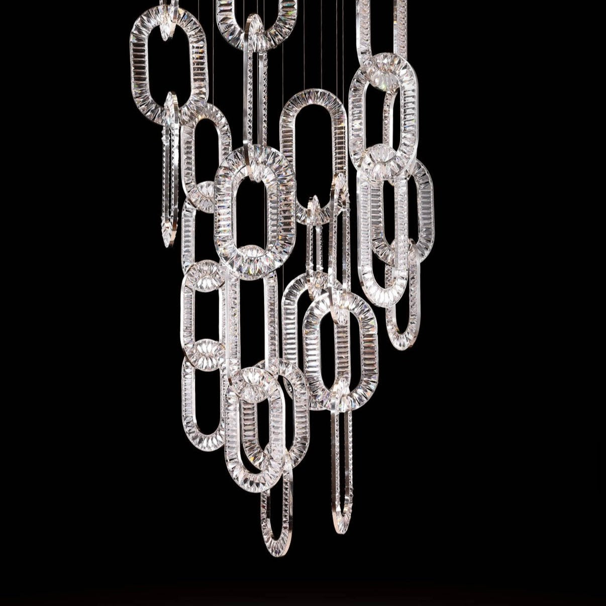 Modern Luxury Crystal Chain Cluster Chandelier for High Ceiling/Dining Room-Blushlighting-Blushlighting