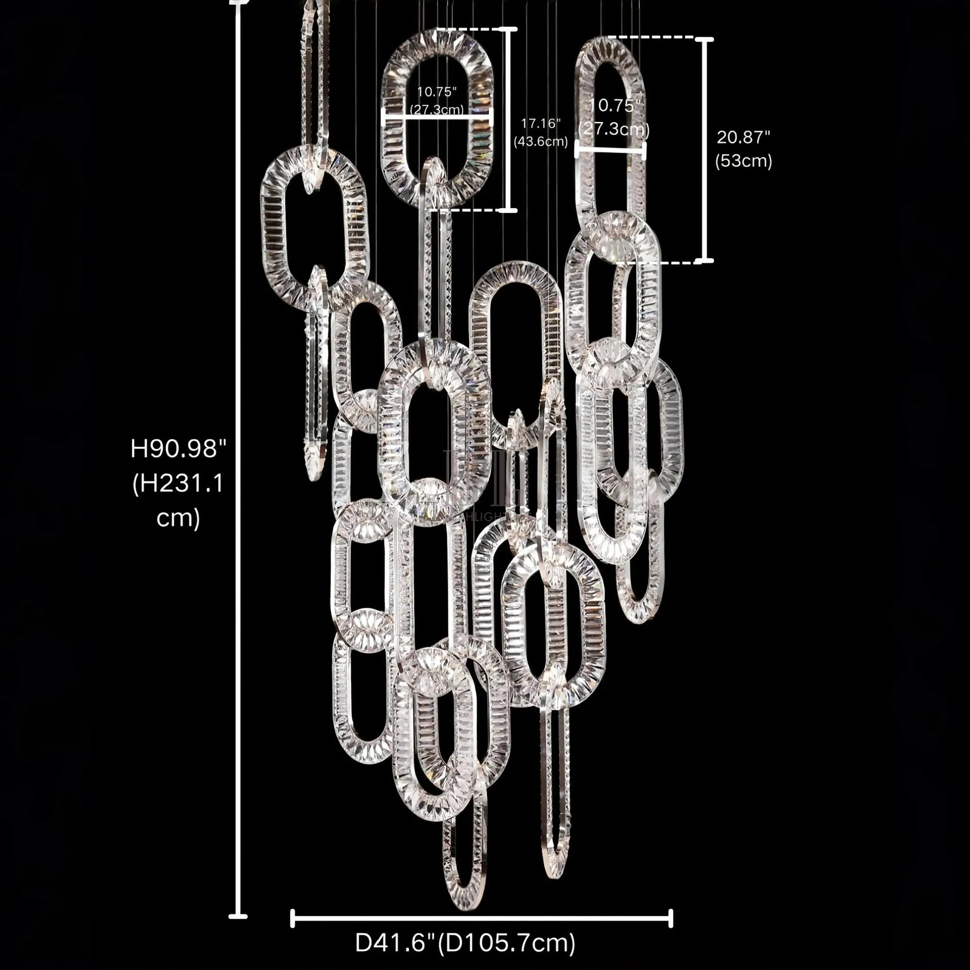 Modern Luxury Crystal Chain Cluster Chandelier for High Ceiling/Dining Room-Blushlighting-Blushlighting