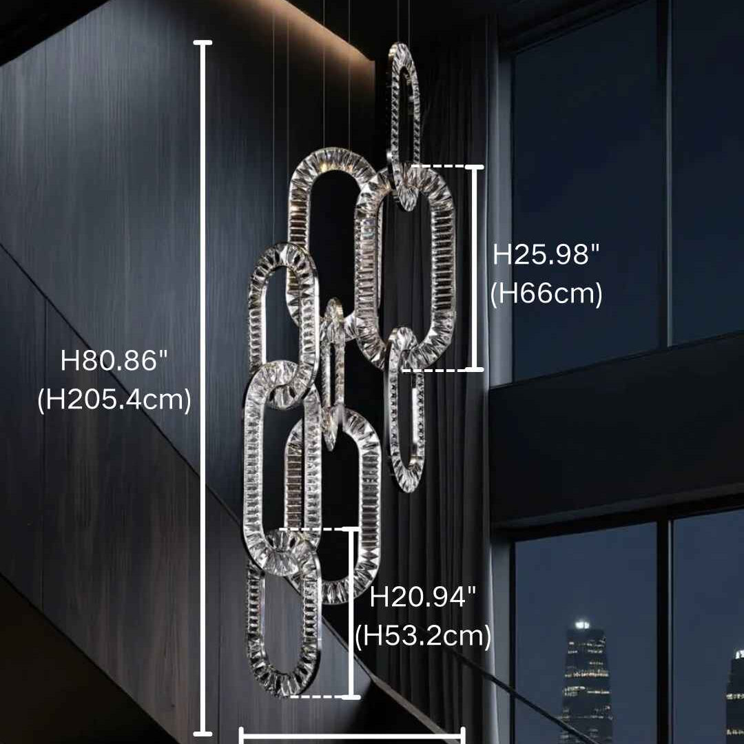 Modern Luxury Crystal Chain Cluster Chandelier for High Ceiling/Dining Room-Blushlighting-Blushlighting