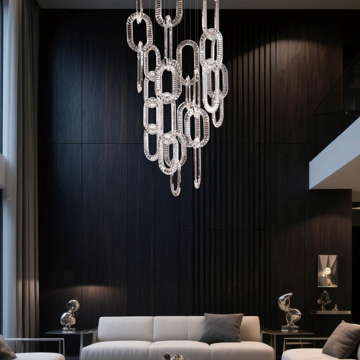 Modern Luxury Crystal Chain Cluster Chandelier for High Ceiling/Dining Room-Blushlighting-Blushlighting